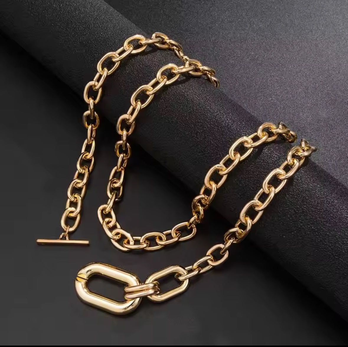 Stainless Steel Double Chain Big Hoop Necklace – Bold Silver or Gold Statement Necklace for Women.