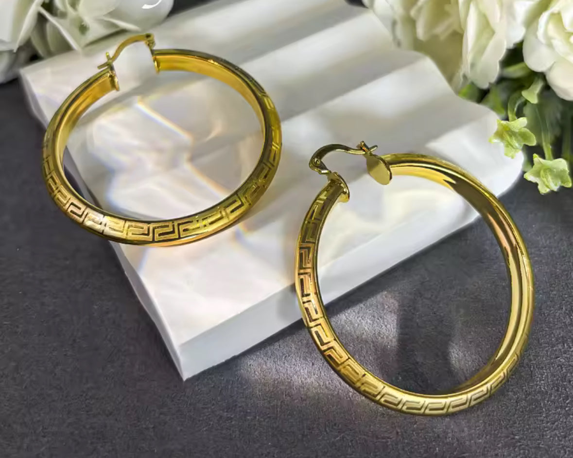 Designers Inspired 18K Gold Plated Hoop Earrings