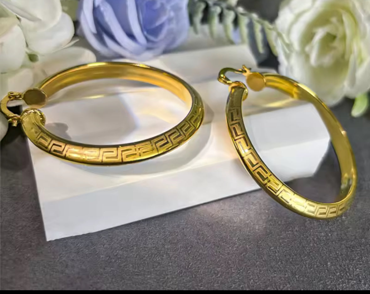 Designers Inspired 18K Gold Plated Hoop Earrings