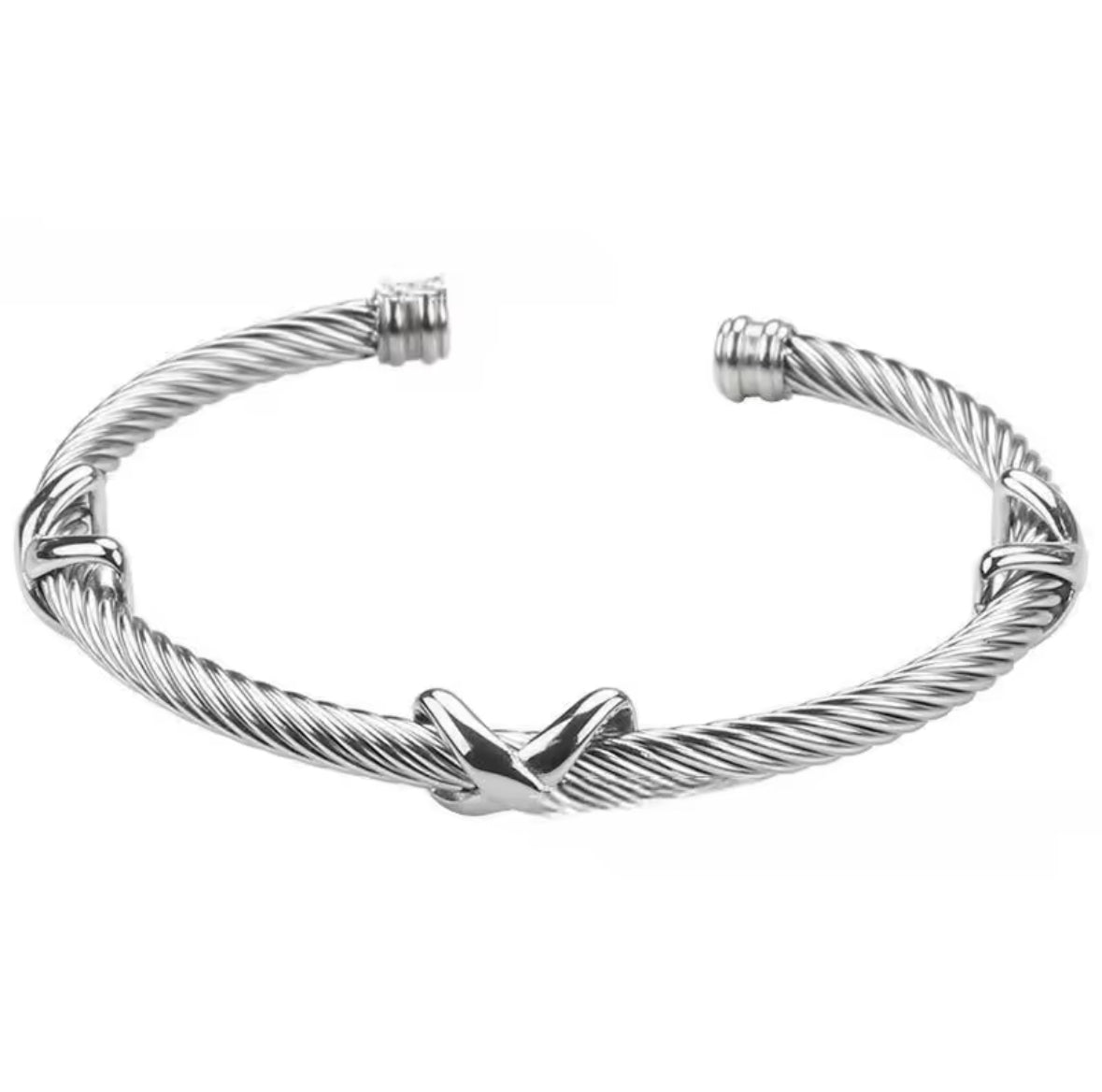Designer Inspired Silver twist Stainless Steel Cuff bracelet