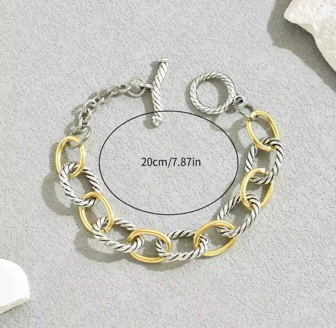 Designer Inspired two Tone Circle Cable Link Bracelet