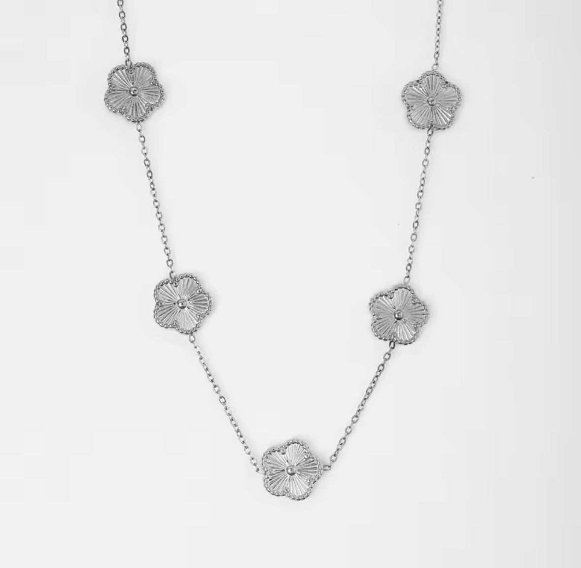 18k Gold Plated Double Side 5 leaf Clover Necklace