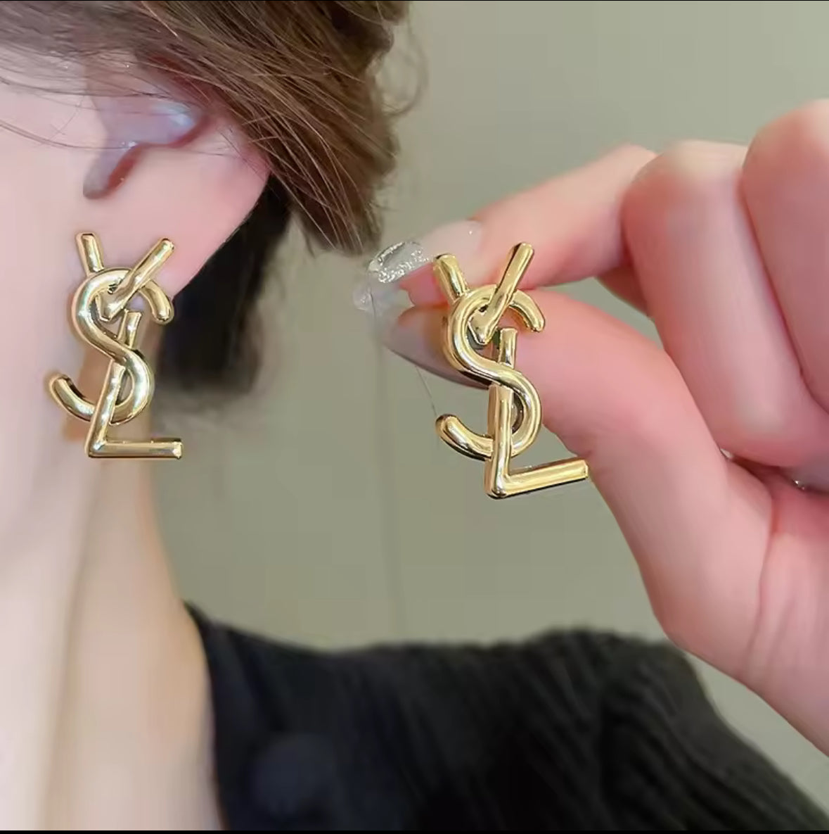 Designer Inspired Gold Stainless Steel signature Earrings