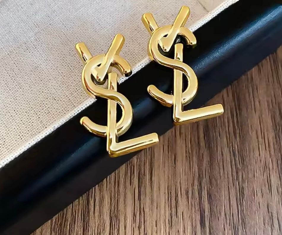 Designer Inspired Gold Stainless Steel signature Earrings