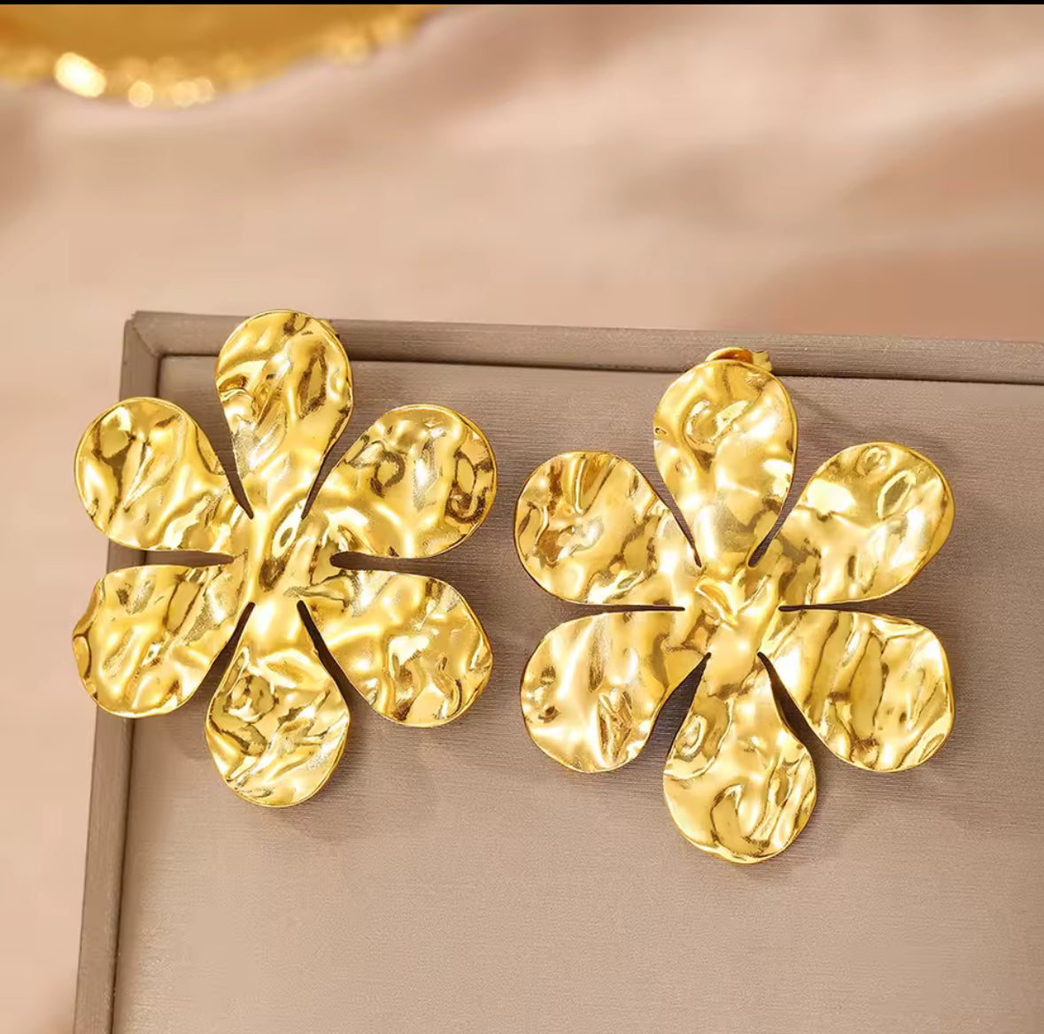 Stainless Steel Large Flower Earrings