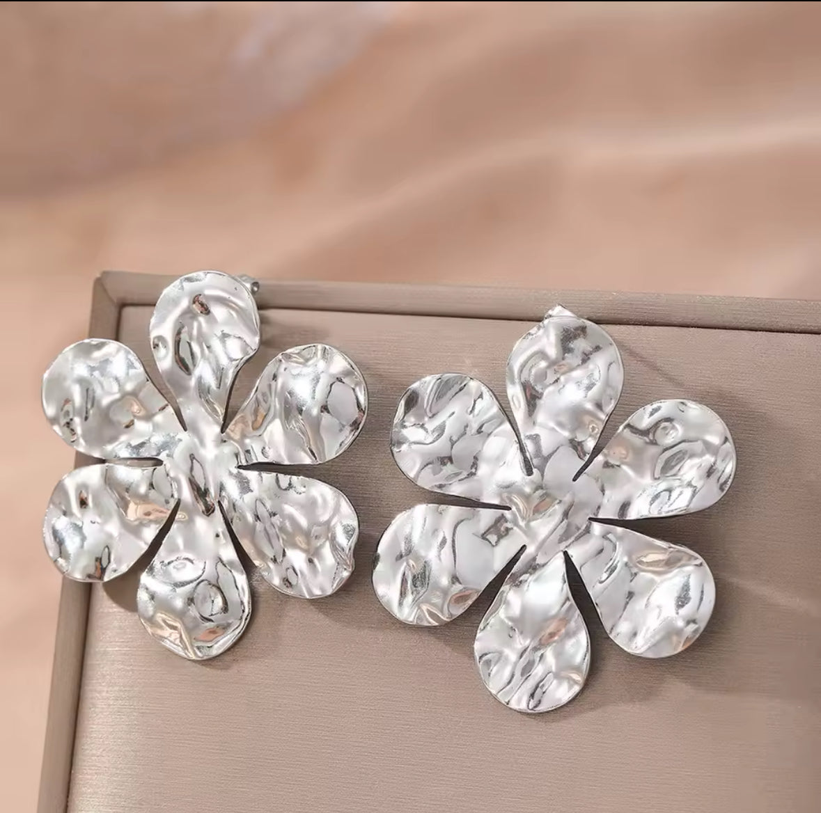 Stainless Steel Large Flower Earrings