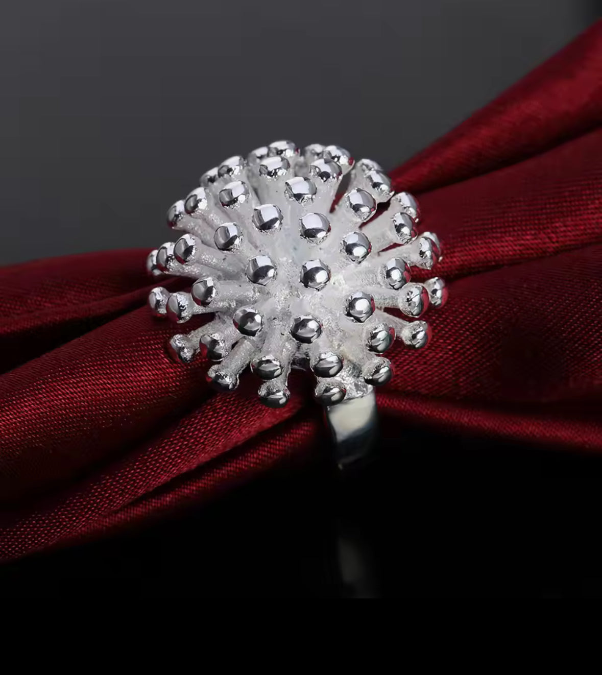 STERLING SILVER CORAL DESIGNS RING