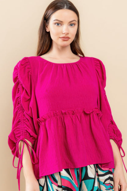 Round Neckline Babydoll Top - Flattering Babydoll Silhouette