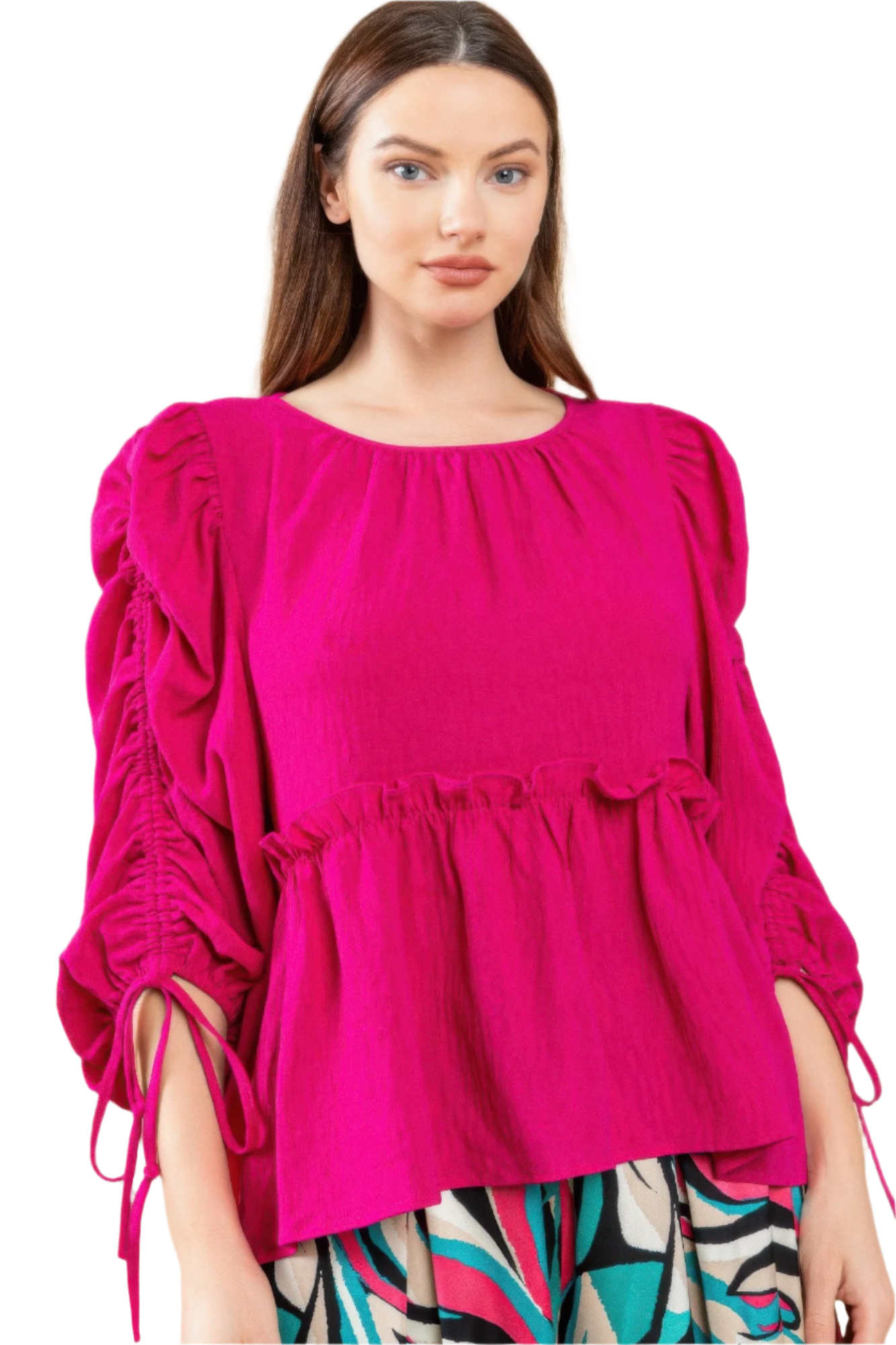Round Neckline Babydoll Top - Flattering Babydoll Silhouette