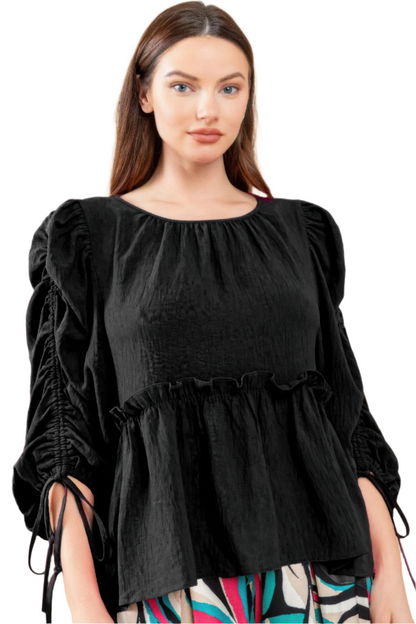 Round Neckline Babydoll Top - Flattering Babydoll Silhouette