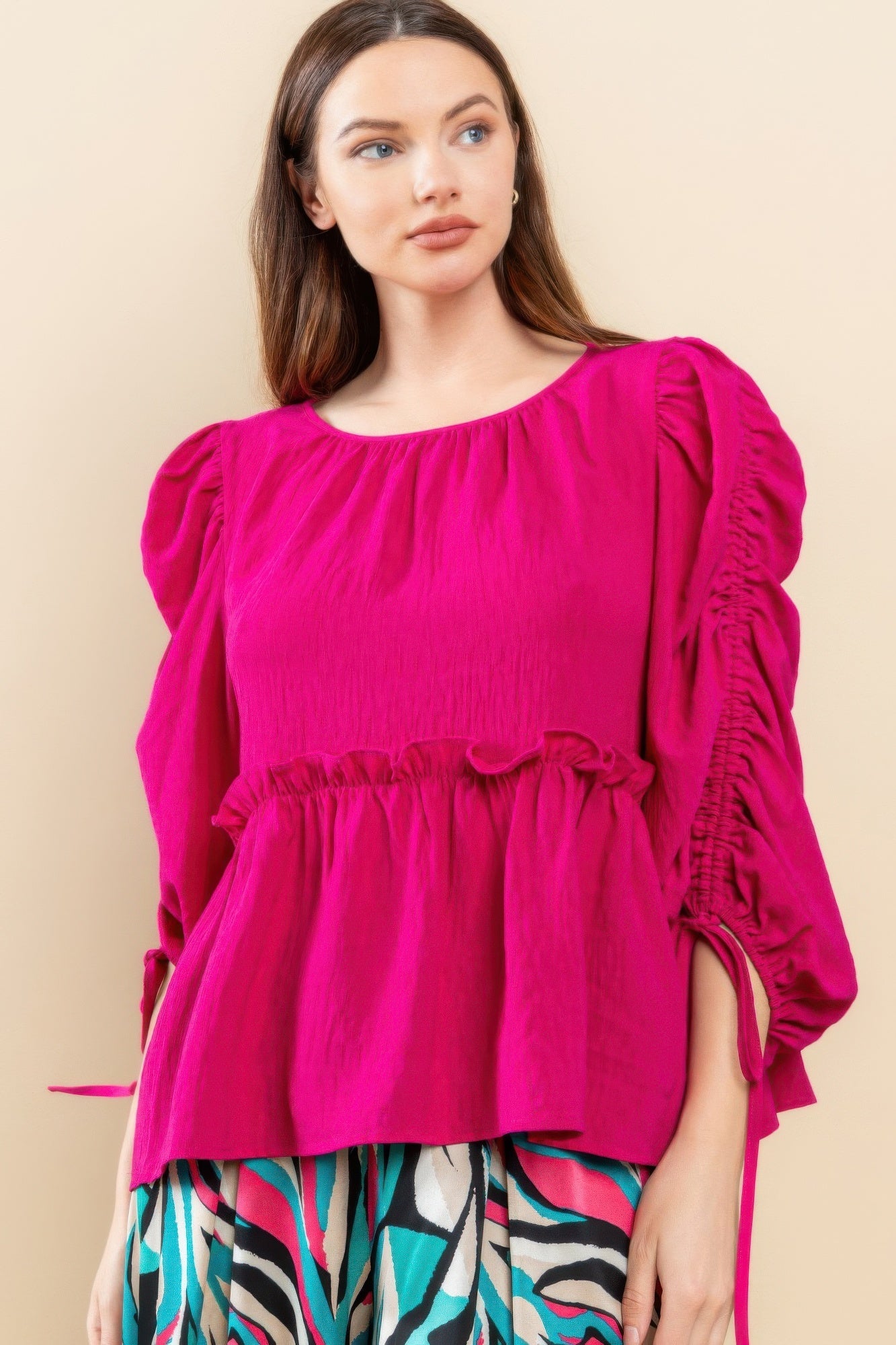 Round Neckline Babydoll Top - Flattering Babydoll Silhouette