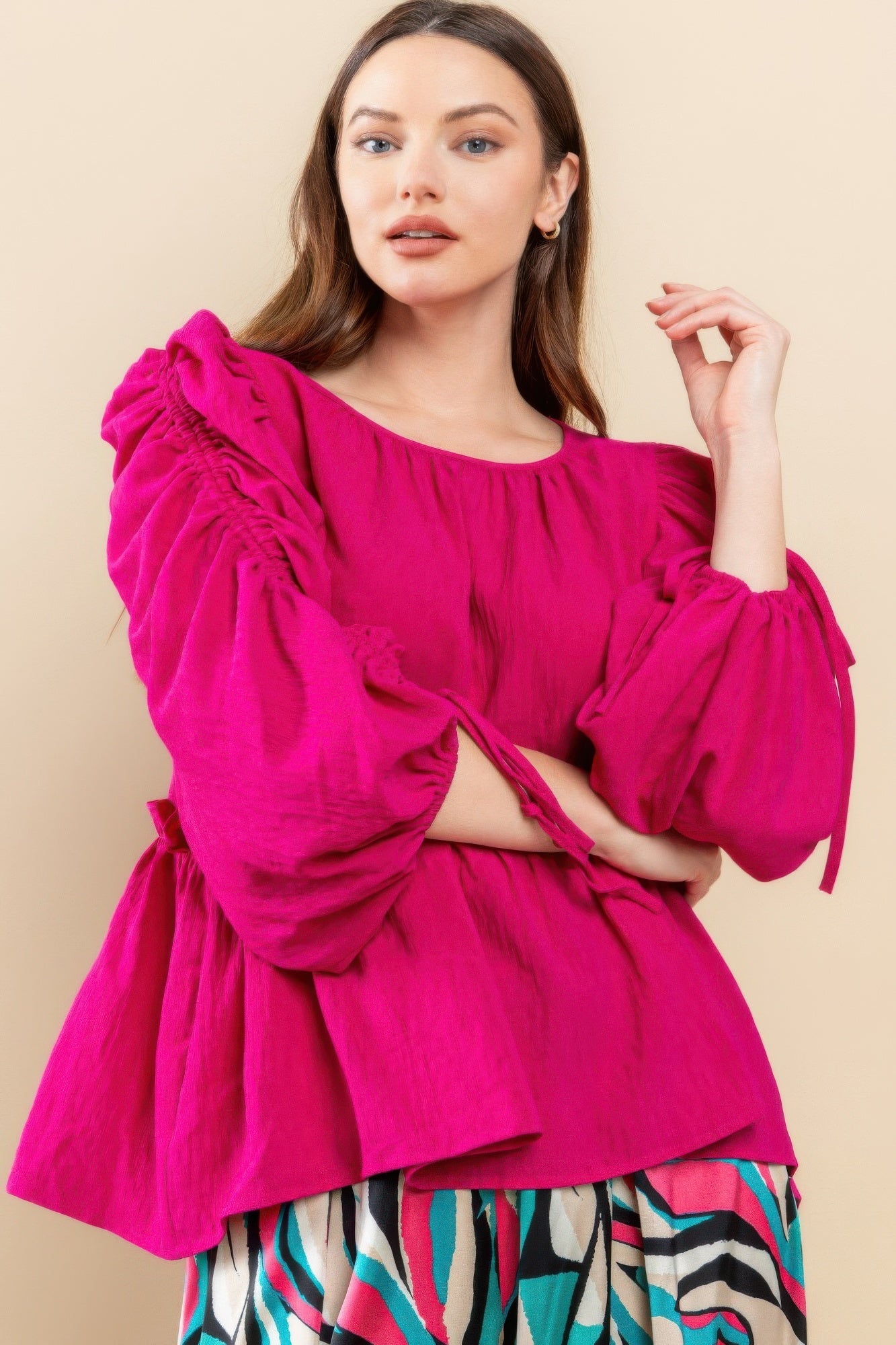 Round Neckline Babydoll Top - Flattering Babydoll Silhouette