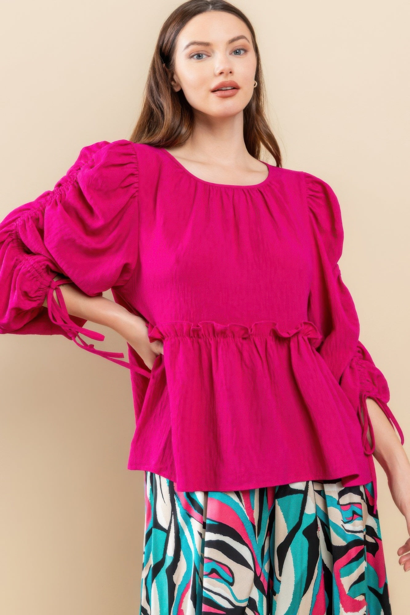Round Neckline Babydoll Top - Flattering Babydoll Silhouette