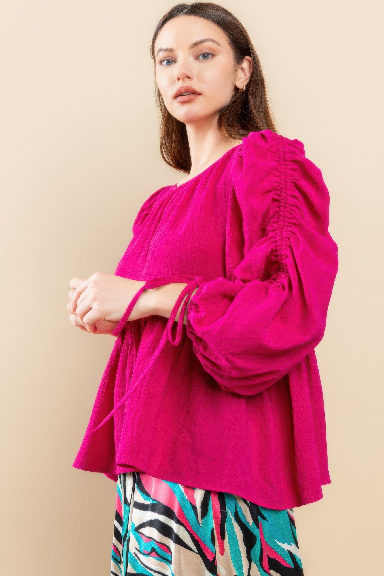 Round Neckline Babydoll Top - Flattering Babydoll Silhouette
