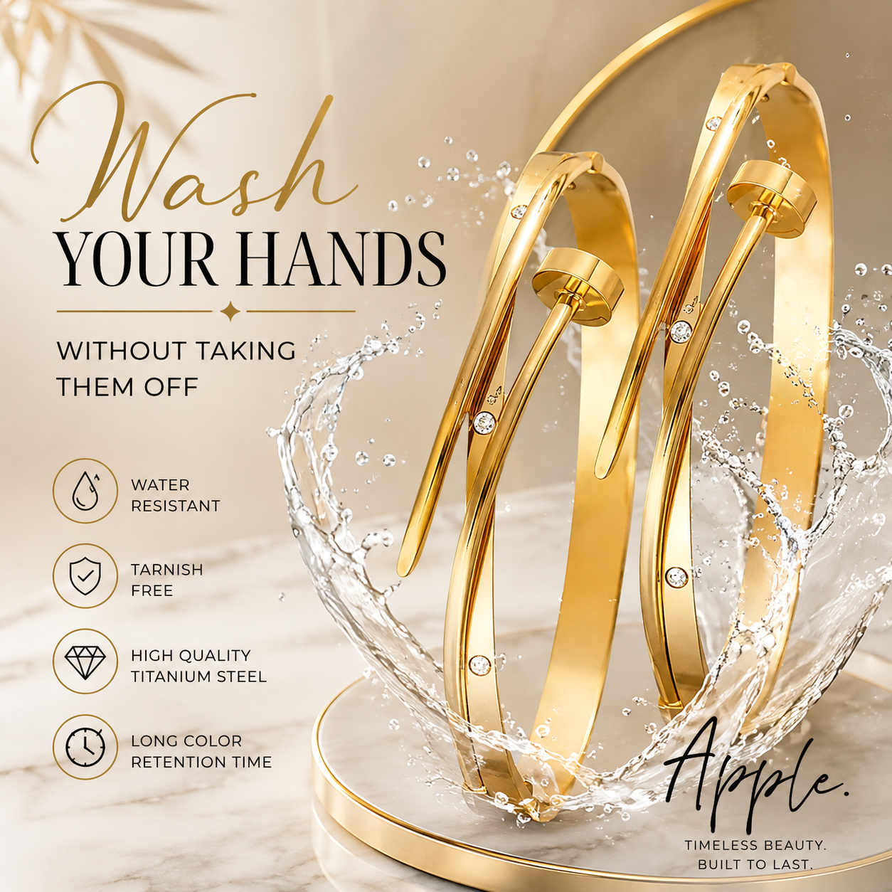 Designer Inspired Gold Nail Cuff Bracelet