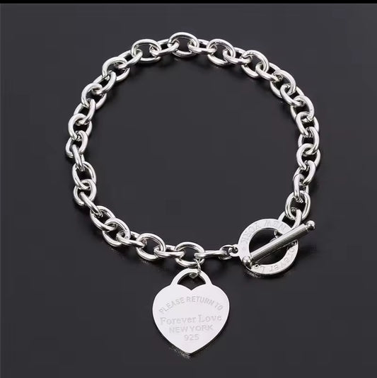 Designer Inspired Silver Stainless Steel Love Bracelet