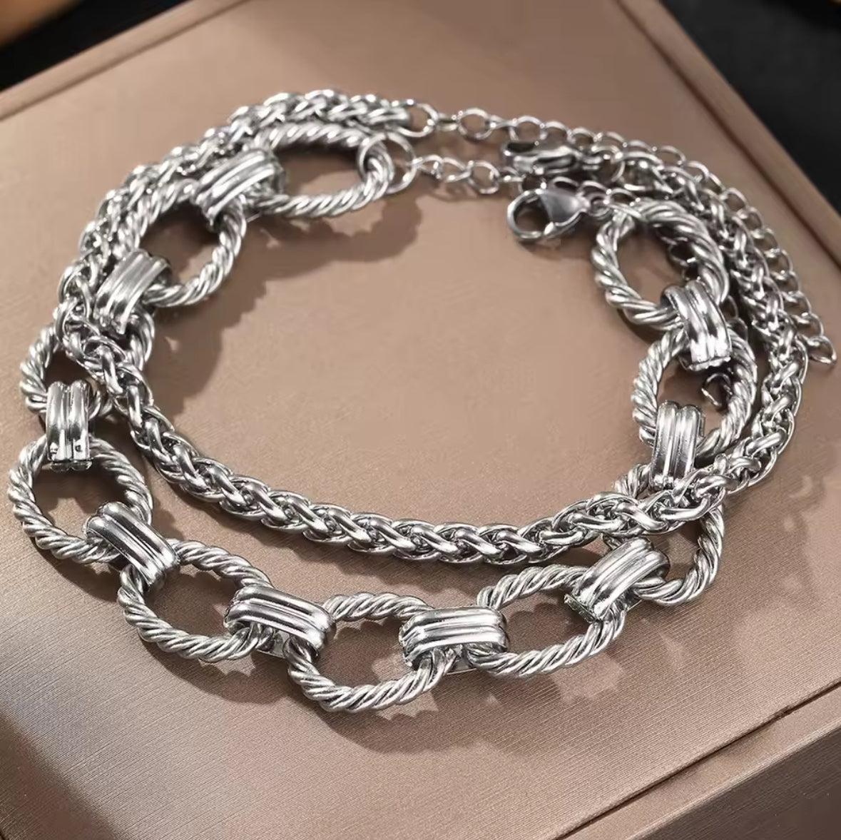 Designer inspired Silver Stainless  steel Bracelet set