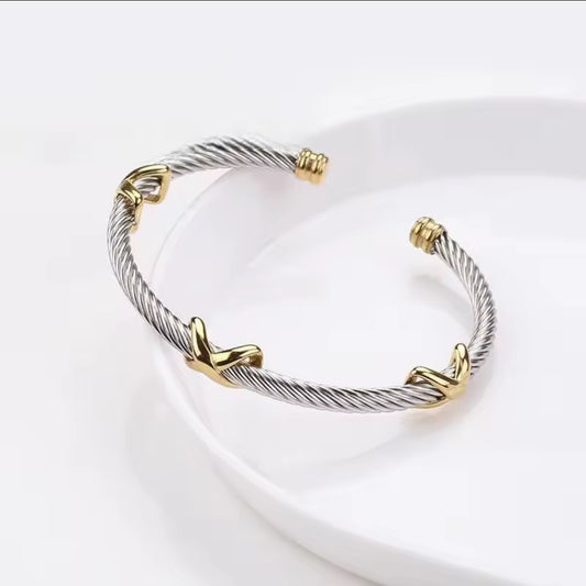 Designer Inspired  twisted Stainless  Steel Cuff Bracelet