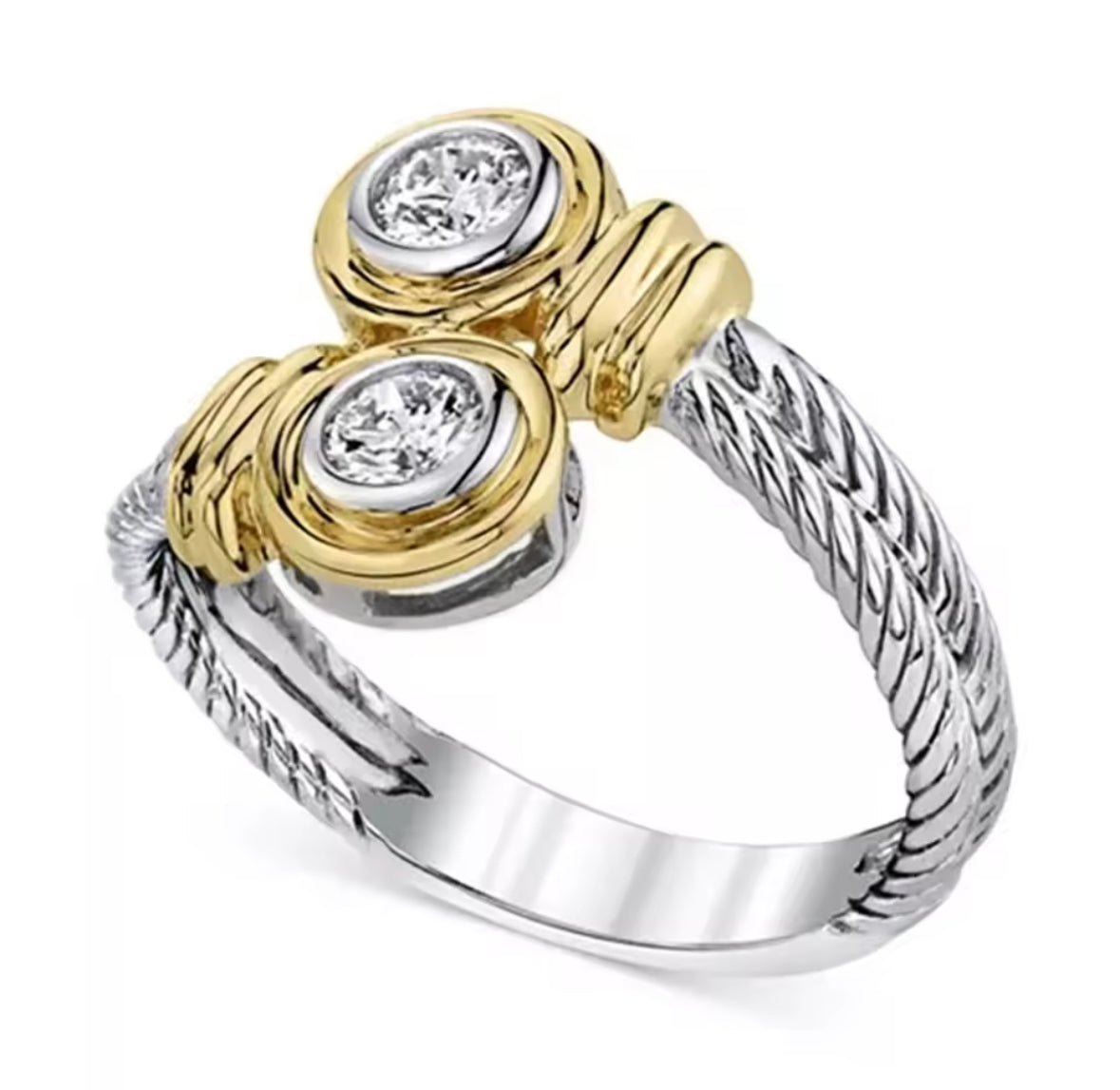 Designer inspired stainless steel ring with Zircon
