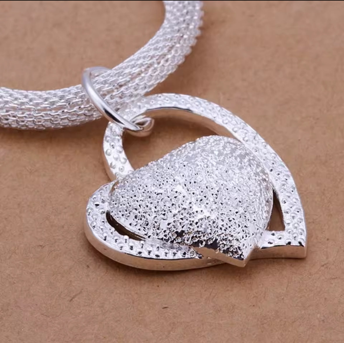 Sterling Silver Gorgeous  Double Heart Charm Necklace