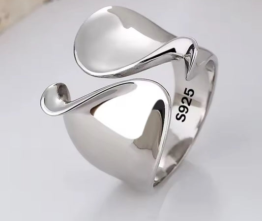 925 Sterling Silver Ladies Big open Ring