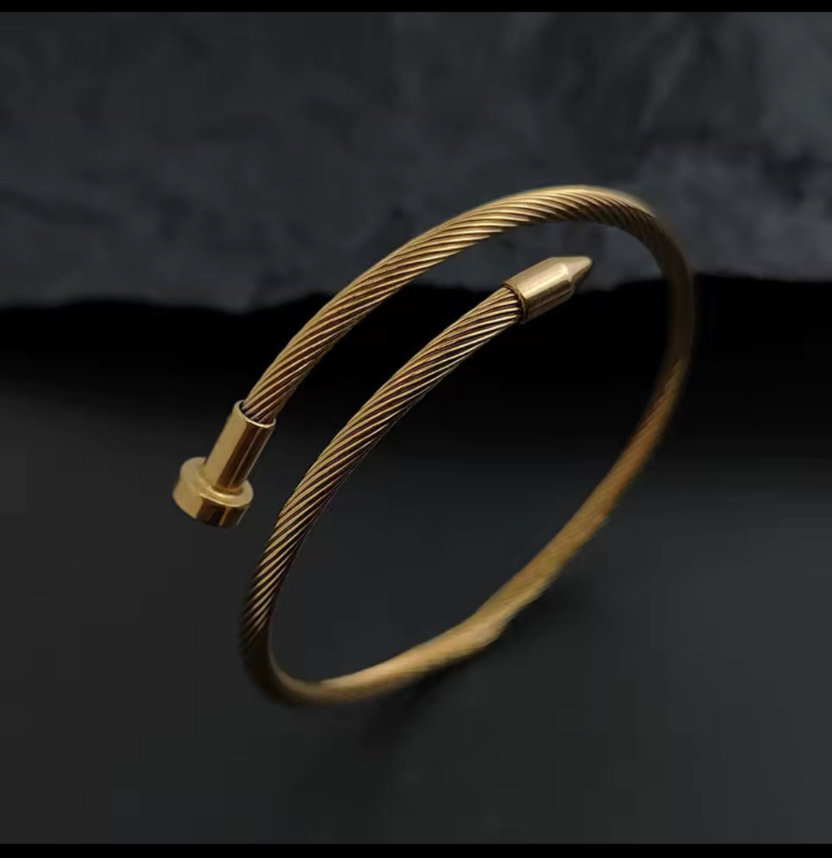 Designer Inspired Gold Button Pattern Nail Stainless Steel bracelet