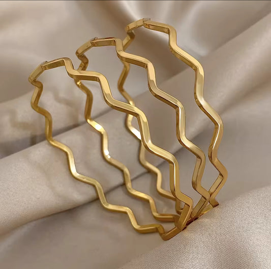 3pcs Gold plated stainless Steel Bangle set