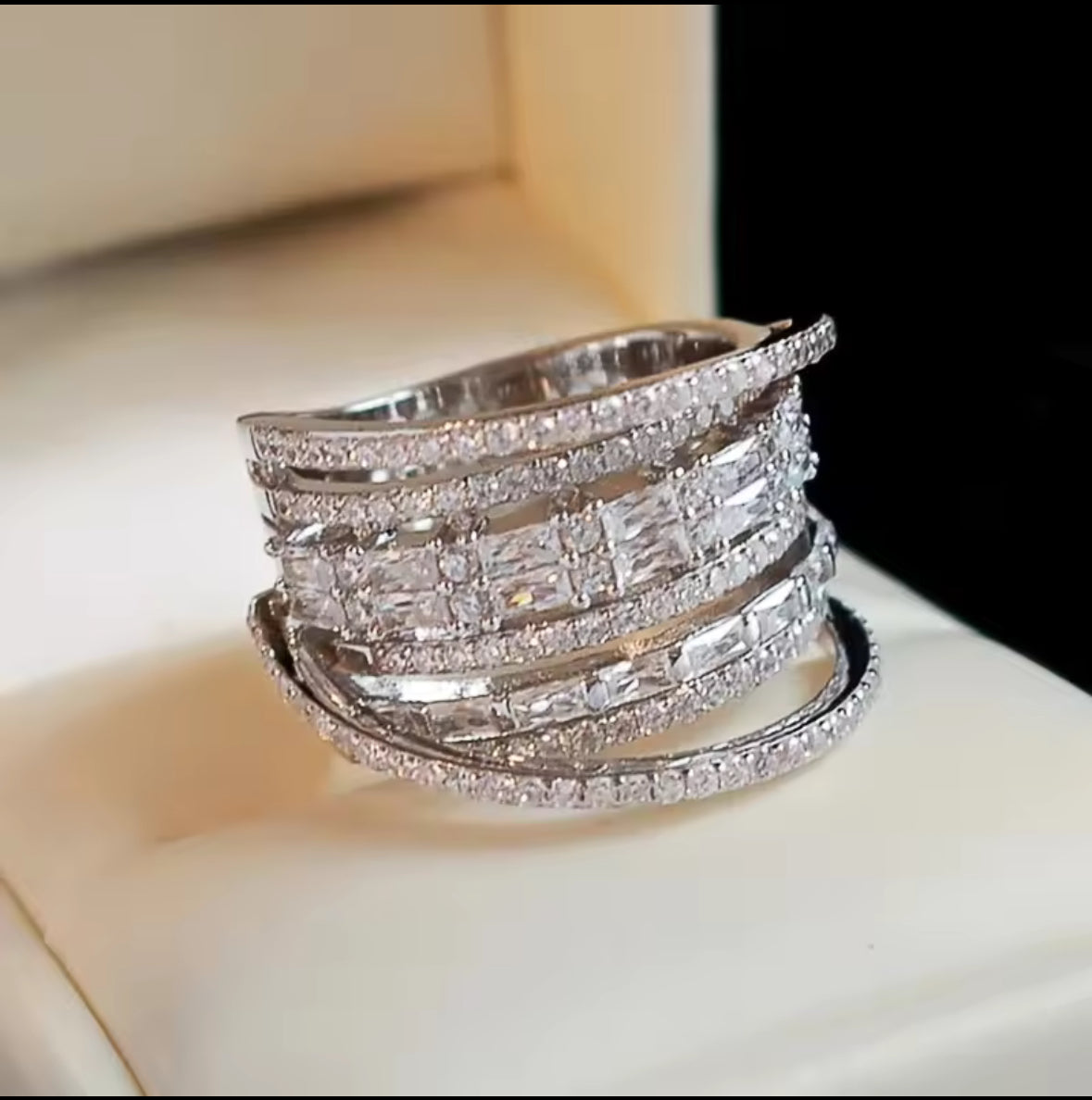 Multi layer shining  Inlaid zircon Ring