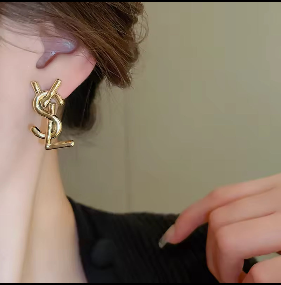 Designer Inspired Gold Stainless Steel signature Earrings