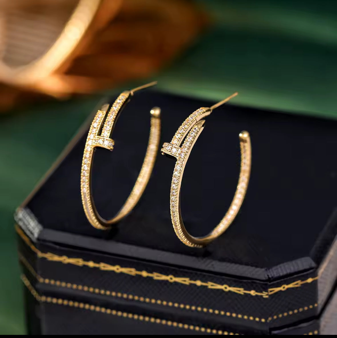 High End Gold or Silver Pave Zircon Earrings
