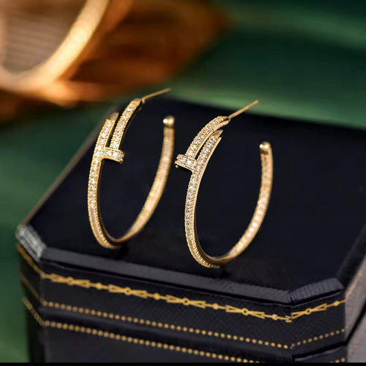 High End Gold or Silver Pave Zircon Earrings