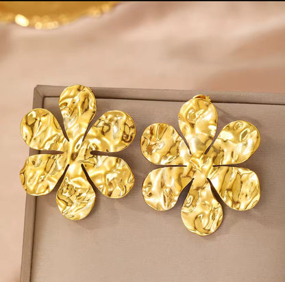 Stainless Steel Large Flower Earrings