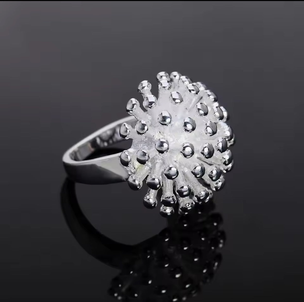STERLING SILVER CORAL DESIGNS RING