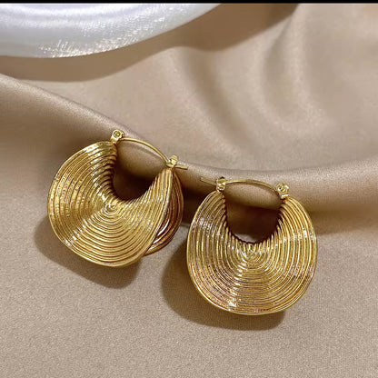 Designer-Inspired Gold Basket Hoop Earrings | Stainless Steel