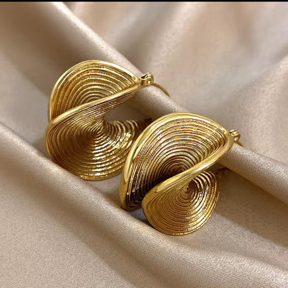 Designer-Inspired Gold Basket Hoop Earrings | Stainless Steel