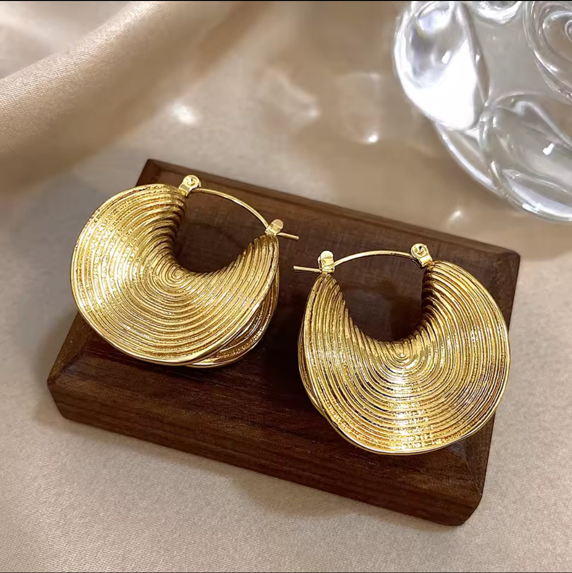 Designer-Inspired Gold Basket Hoop Earrings | Stainless Steel