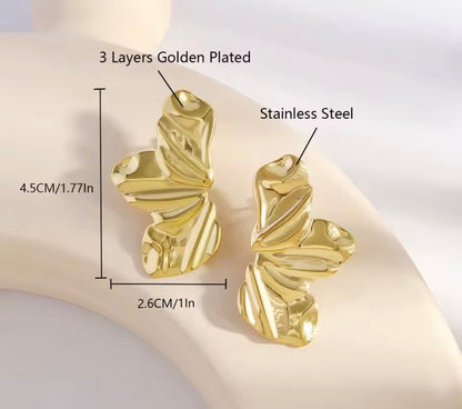 Modern Bold Leaf Earrings – Gold or Silver Stainless Steel Statement