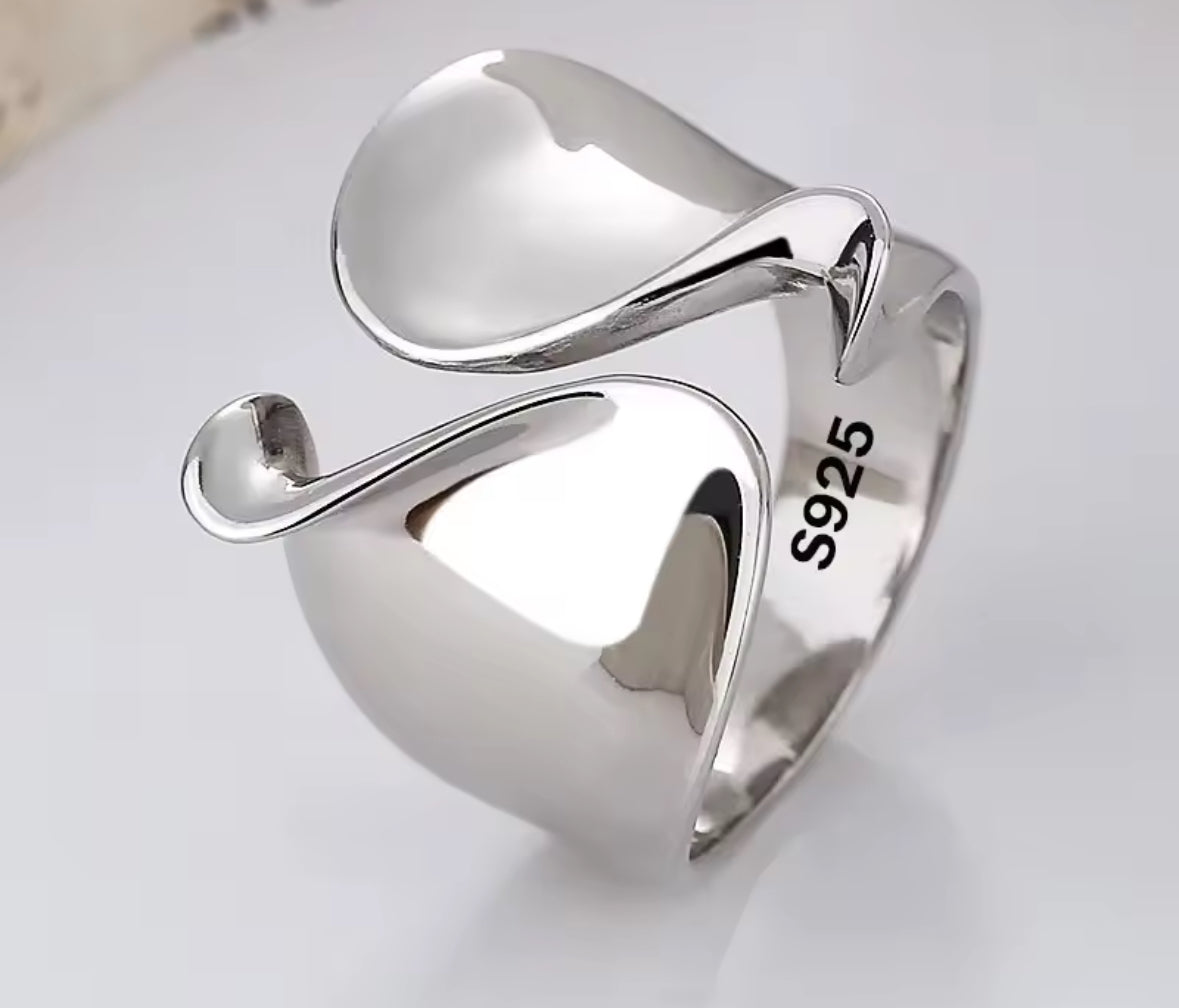 925 Sterling Silver Ladies Big open Ring