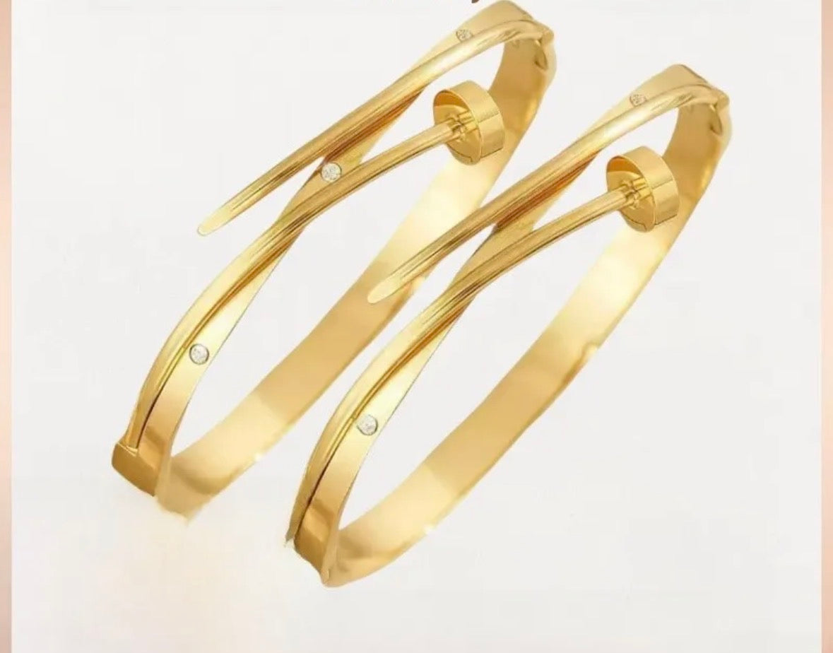 Designer Inspired Gold Nail Cuff Bracelet