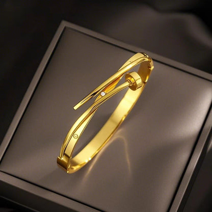 Designer Inspired Gold Nail Cuff Bracelet