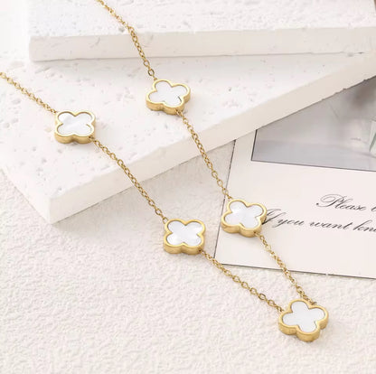 Elegant Luxury Stainless Steel 4 Leaf Clover  Necklace