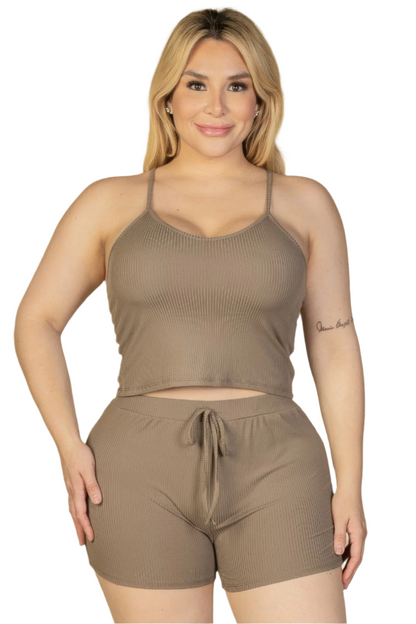Ribbed Ease Cami Top & Shorts Set