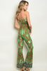 GREEN WITH GOLD ACCENT FLOWERS  JUMPSUIT