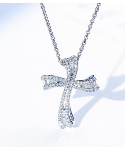 Picture of N788 GENUINE 925 CHAIN WITH CROSS CZ PENDANT