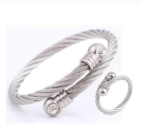 Picture of B222 TRENDY STAINLESS STEEL SLIVER CUFF  BRACELET