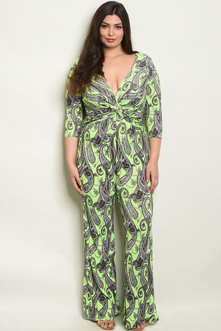 Picture of Neon Green and Black Plus Size Jumpsuit