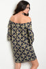 D4157-NAVY AND GREEN PATTERN OF SHOULDER DRESS