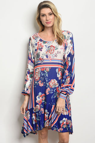 Picture of BEAUTIFUL ROYAL BLUE FLORAL DRESS