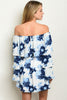 Navy Blue and cream Layerded off shoulder Dress