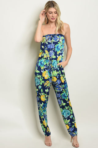 Picture of NAVY FLORAL TUBE TOP JUMPSUIT